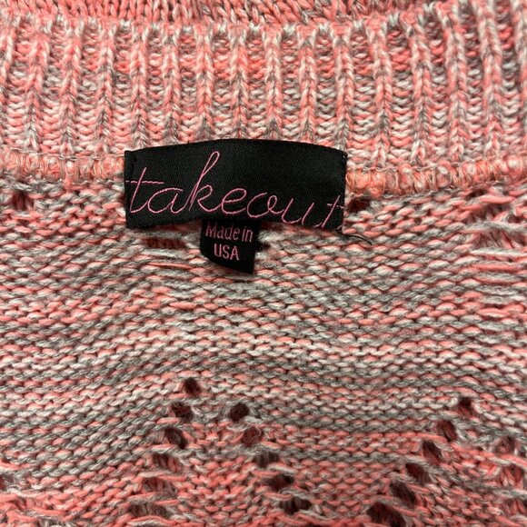 Takeout Cardigan Sweater Pink Grey Size Large - Picture 3 of 6